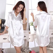 Осенняя сексуальная одежда для сна, рубашка с коротким рукавом, шифоновая женская ночная рубашка, летняя белая шелковая пижама для отдыха, женская ночная рубашка
