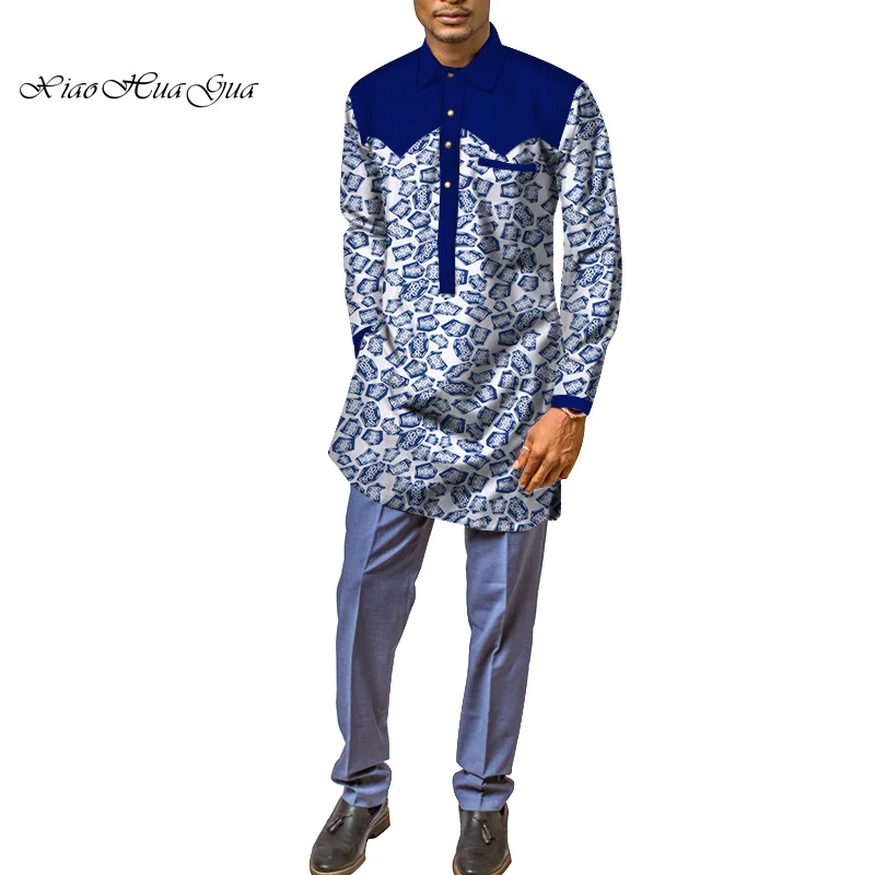 Африканский топ, футболка Базен Riche Африканский хлопок Модные принты торжественное платье рубашки Блейзер рубашки с длинным рукавом