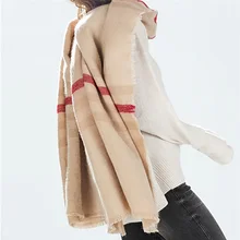 2017 Cashmere Blanket Scarf Winter Tartan Plaid Pashmina Beige Women Scraves Shawls Cozy Wrap Winter Scarf