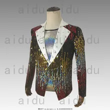 Мужские короткие mutli Color Полный смокинг с блестками куртка/для выступления пиджак