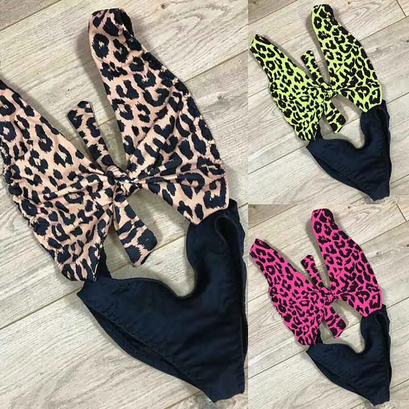 

2019 New Women Leopard One Piece Swimwear Women Sexy Backless Monokini Push Up Pad Swimsuit Beachwear Bathing Swimming Suit