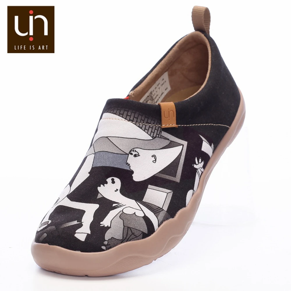 Kaufen UIN Kunst Gemalt Leinwand Schuhe für Männer Casual Schwarz Schuhe Slip on Fashion Loafer Komfort Wanderschuhe Leichte   weiche Turnschuhe