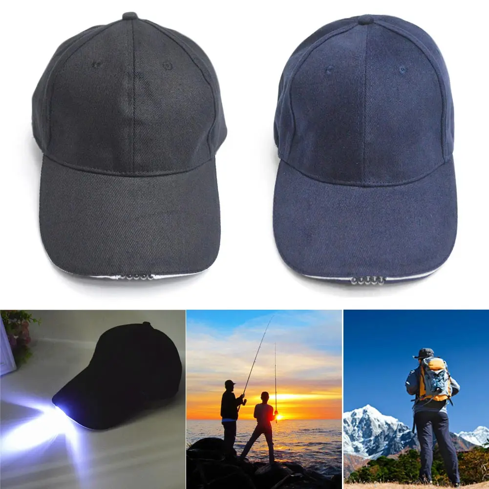 unisex outdoor 5 led light hat sport night fishing camping night light hat