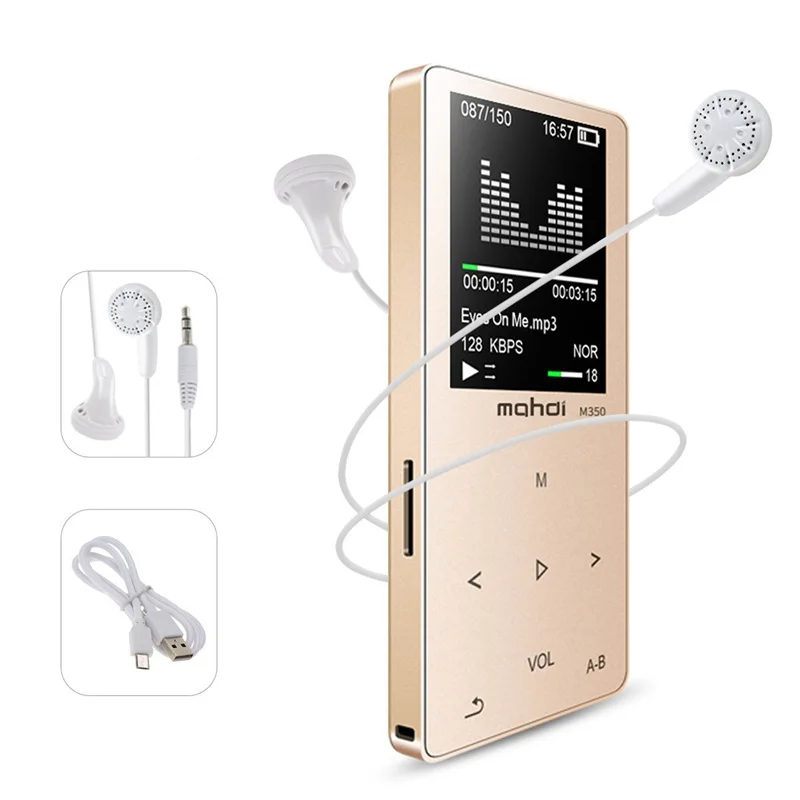 Металлический Bluetooth спортивный MP3-плеер Портативный аудио 8 Гб со встроенным динамиком fm-радио APE Flac музыкальный плеер - Цвет: Gold
