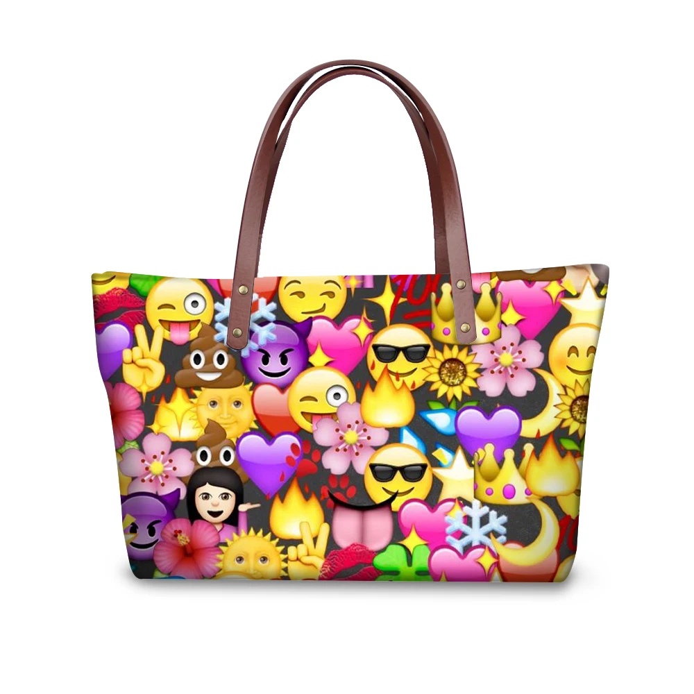 

Funny Cartoon Emoji Puzzle Prints Handbags for Women Brand Designer Ladies Cross-body Bags Shoulder Bolsas Feminine