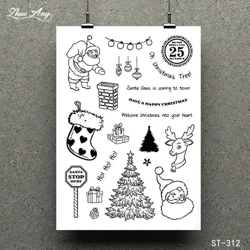

ZhuoAng Santa Claus Transparent Clear Stamp for Scrapbooking Rubber Stamp Seal Paper Craft Clear Stamps Card Making