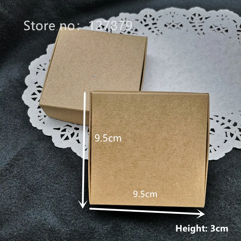 30pcs 9.5x9.5x3cm DIY Kraft Paper Box Gift Box For Wedding Favors Birthday Party Candy Cookies Christmas party gift ideas Box