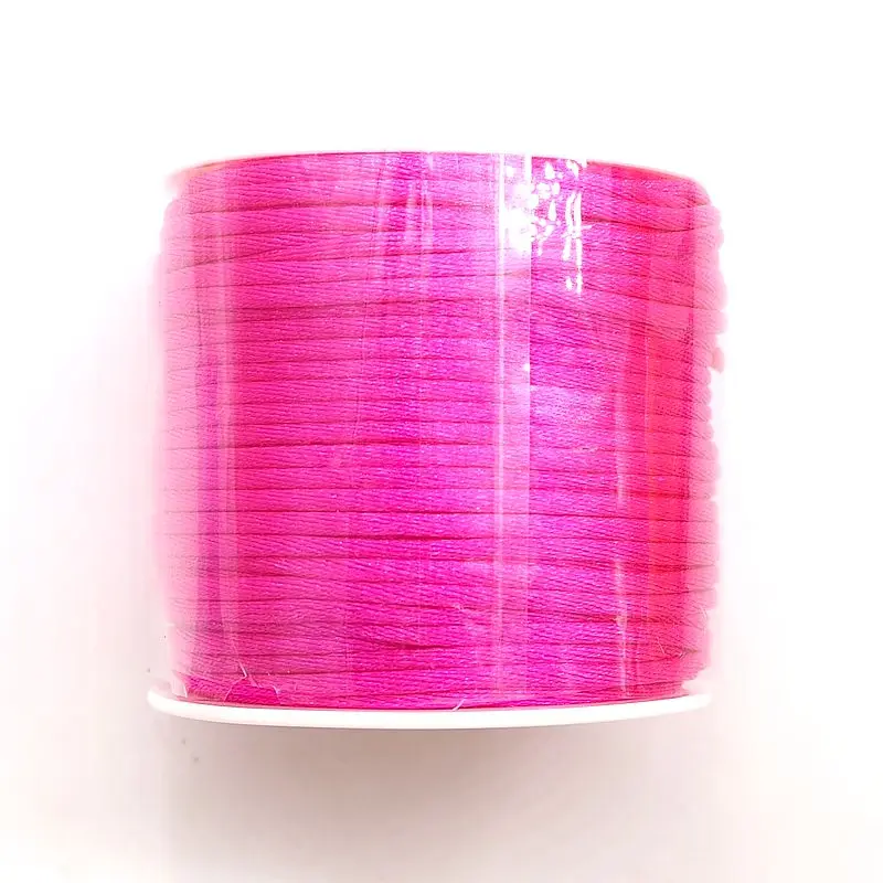 Chenkai 2 мм 50 м/рулон 14 цветов мягкий макраме Шелковый Атласный нейлоновый шнур веревка DIY силиконовый детский Прорезыватель для зубов ожерелье браслет - Цвет: Hot Pink