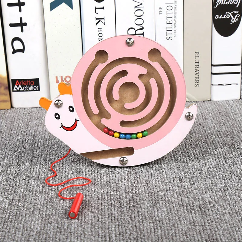 Wooden Toys Maze Game Puzzles For Kids Magnetic Educational Toys For Children Fun Snail Bead Box Baby Wooden Puzzle Jigsaw Board 14