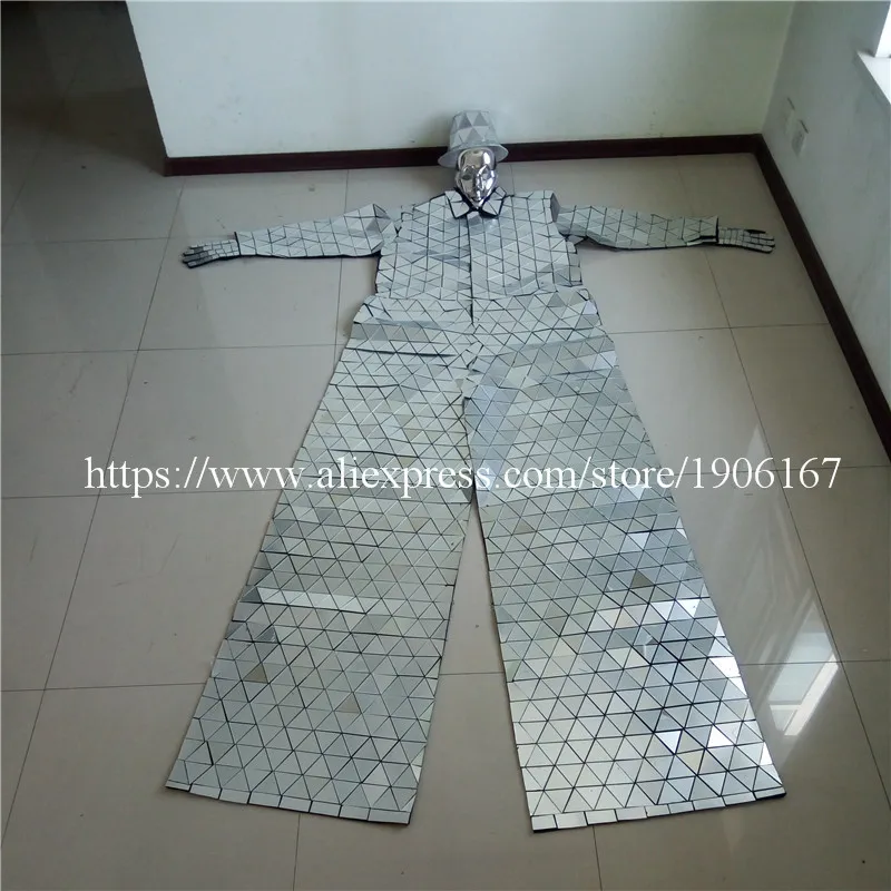 Mirror Clothing Event Party Supplies Mirror Design Dazzling Fashion Costume Men Women Street Art Reflective Clothes Robot Suit02