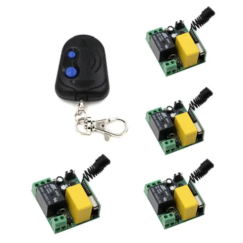 

Best Quality AC 220V 1CH Learning Code 1 Channel RF Wireless Remote Control Switch 4*Mini Receiver and 1*Transmitter 315/433Mhz