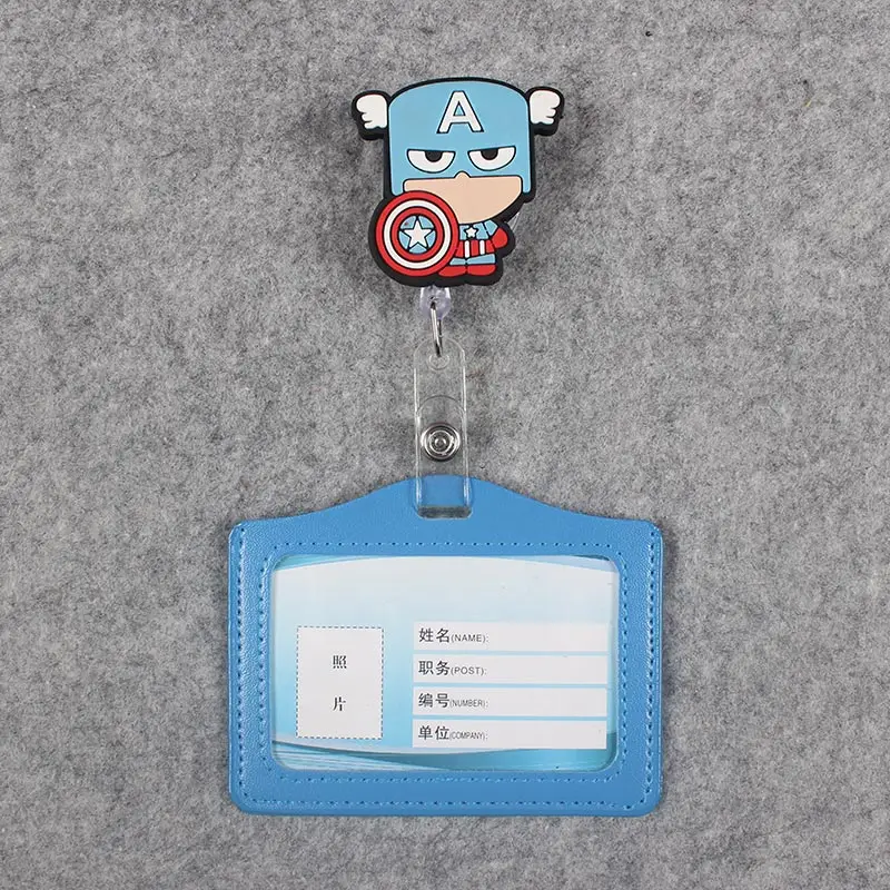 

Blue Shield Badge Scroll Reel Cute Scalable Nurse Exhibition Entrance Guard Card Plastic PU Women School Student Boy CardHolder