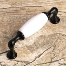 96MM kitchen cabinet pull handle white ceramic dresser handle black cupboard drawer wardrobe furniture handles pulls knobs 3.8″