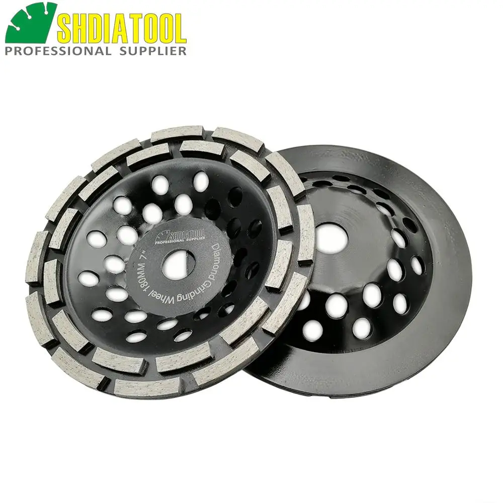 SHDIATOOL 7"/180MM Diamond Double Row Grinding Cup Wheel Twin Row Grinding Disc For Polishing Concrete Masonry Granit