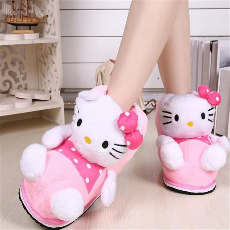 2016 Women Hello Kitty Home Slippers for Adults and Kids Rubber Winter