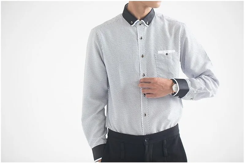 Covrlge 2018 осенью новый Для мужчин рубашка с длинными рукавами Для мужчин s модный принт рубашка плюс Размеры Бизнес Повседневное рубашки