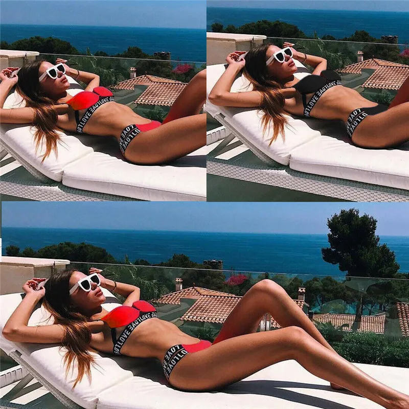 

Women Sexy Bikinis Bandeau Bandage Bikini Set Push-Up Brazilian Swimwear Beachwear Swimsuit 2019 Mujer Solid Maillot