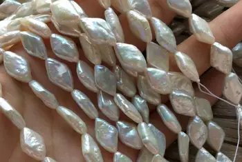 

Genuine Natural Pearl 9x15mm white pearl rhombus AA+ real freshwater pearl loose beads DIY gift one strands Hole Approx 1mm