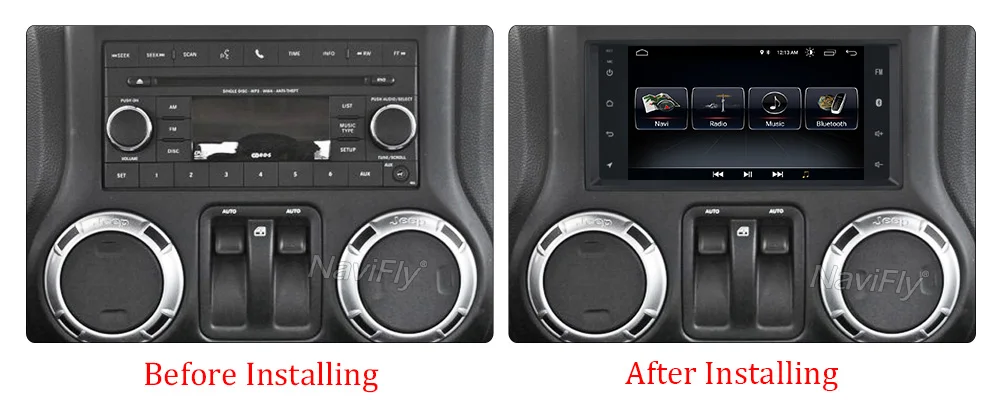 Best NaviFly Android 8.1 car dvd player Car Multimedia Player GPS for jeep Wrangler Compass 2010-2015 Chrysler wifi BT car radio 6