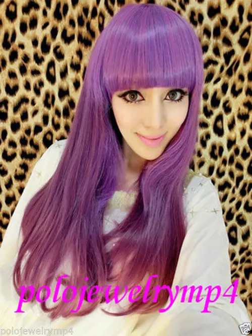 

Hot Sell!Party hair Free shipping ****** New Cosplay Long Purple Gradient Color Heat Wig