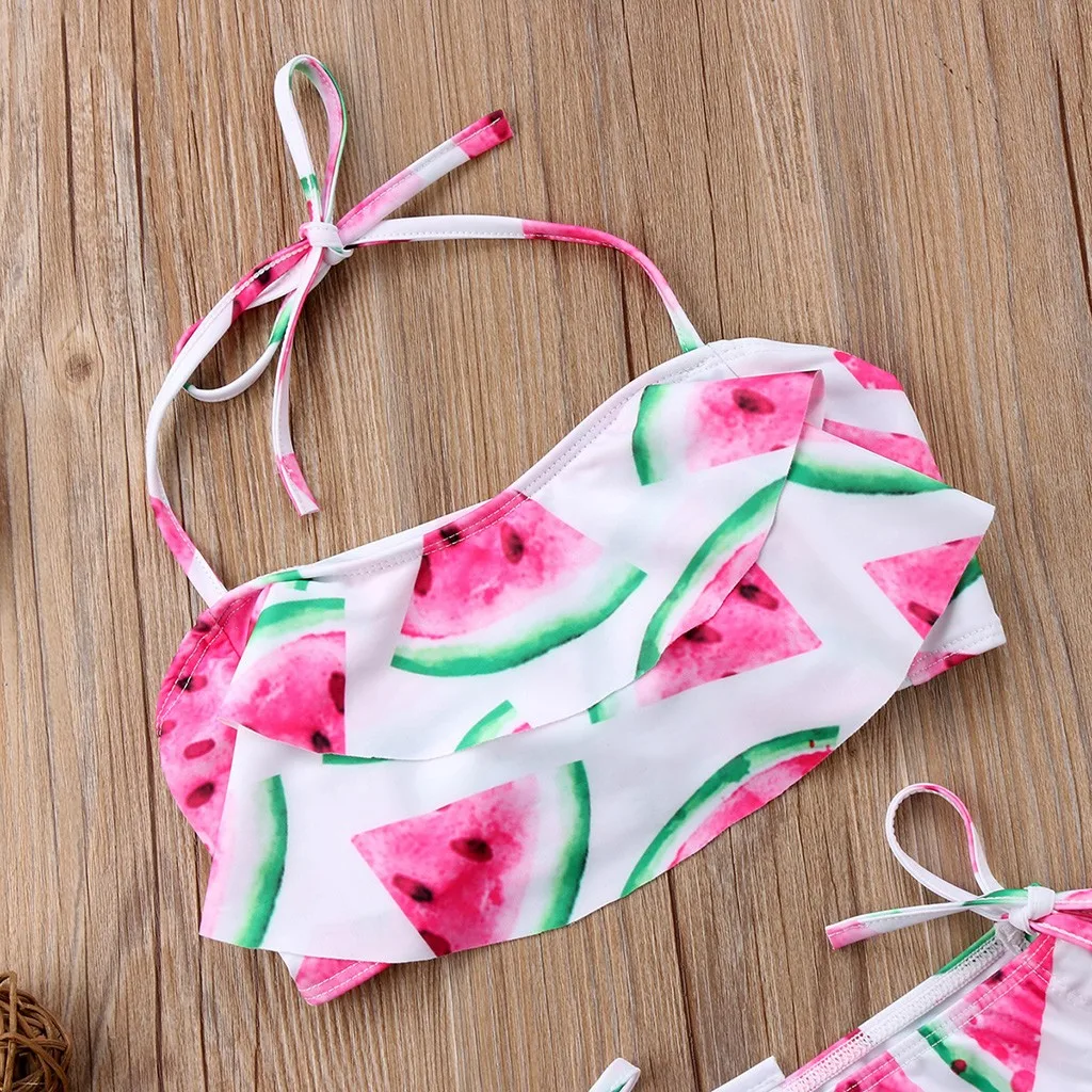 Baby Swimsuit Children Girl Bikini Beach Watermelon Straps Swimsuit+Shorts Swimwear Set Girls Swimwear Fashion New