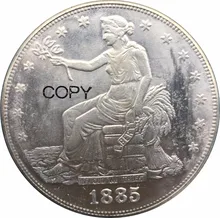 Estados Unidos 1885 Liberdade Sentado Dólar Comercial Latão Banhado A Prata Copiar Coin