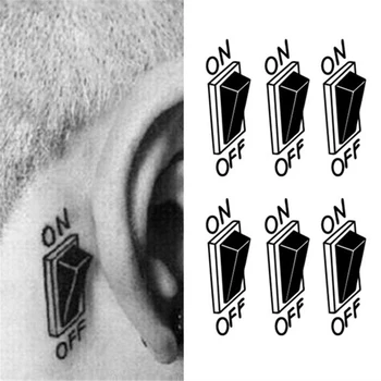 

3D Water Transfer 3D ON-OFF Button Design Waterproof Temporary Tattoo Sticker 1Sheet Waterproof Fake Tattoo Sticker