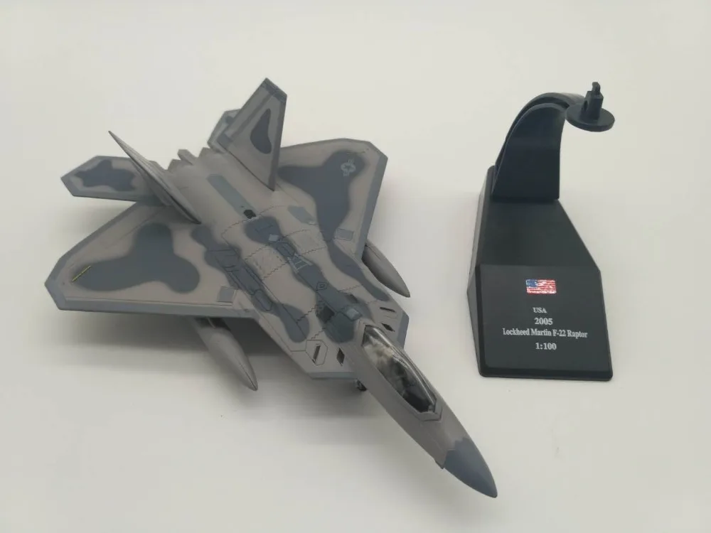 Новинка 1/100 масштабные игрушечные модели самолетов США F-22 F22 Raptor Fighter литой металлический самолет модель игрушки для детей Коллекция подарков