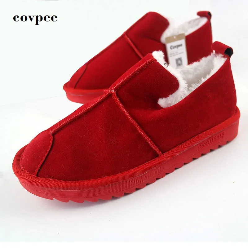 

Hot Sale Shoes Women Boots Solid Slip-On Soft Cute Women Snow Boots Round Toe Flat with Winter Fur Ankle Boots