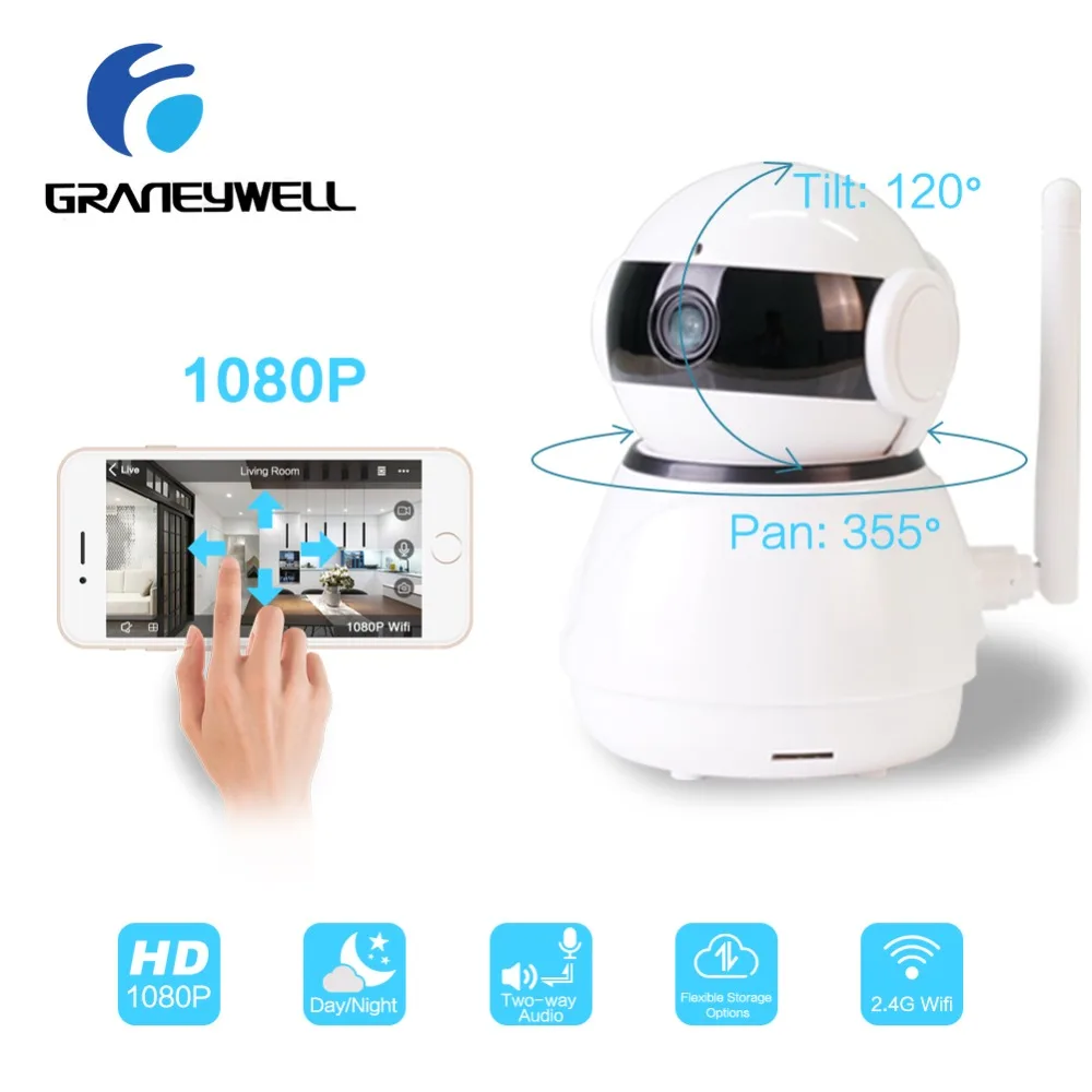 Graneywell 1080P IP Camera HD CCTV Baby Monitor Wifi IP Camera Home Security Smart Night Vision