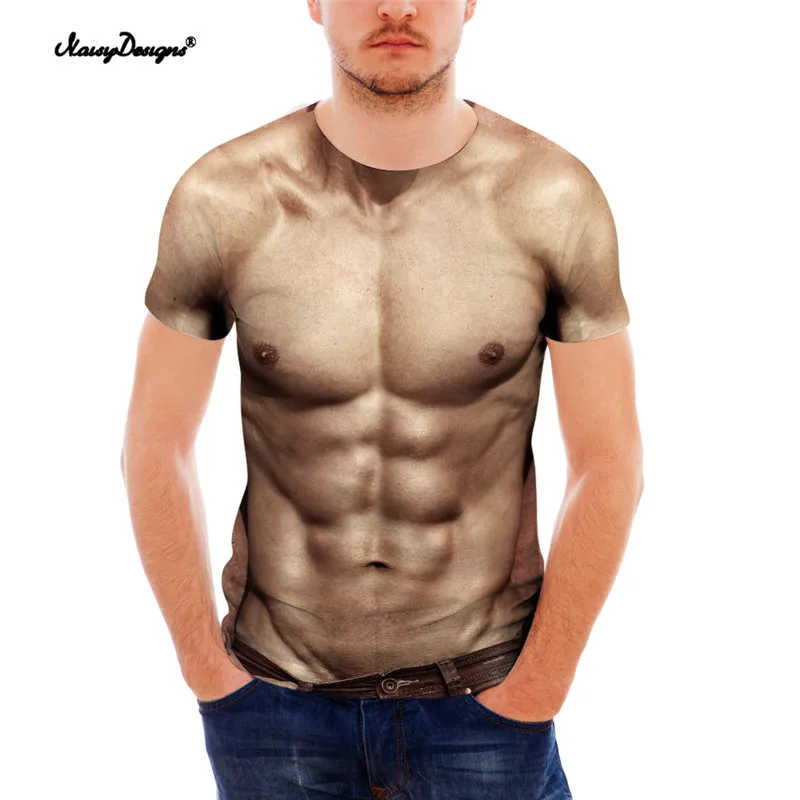Noisydesigns Funny 3D Muscle Print T Shirt for Abdominal muscLe t shirt