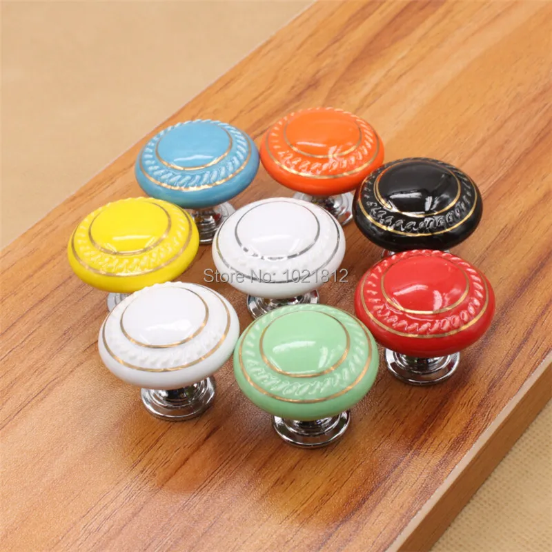 10pcs 38mm Ceramic Knob Colorful Cute Kid's Boys Girls Bedroom