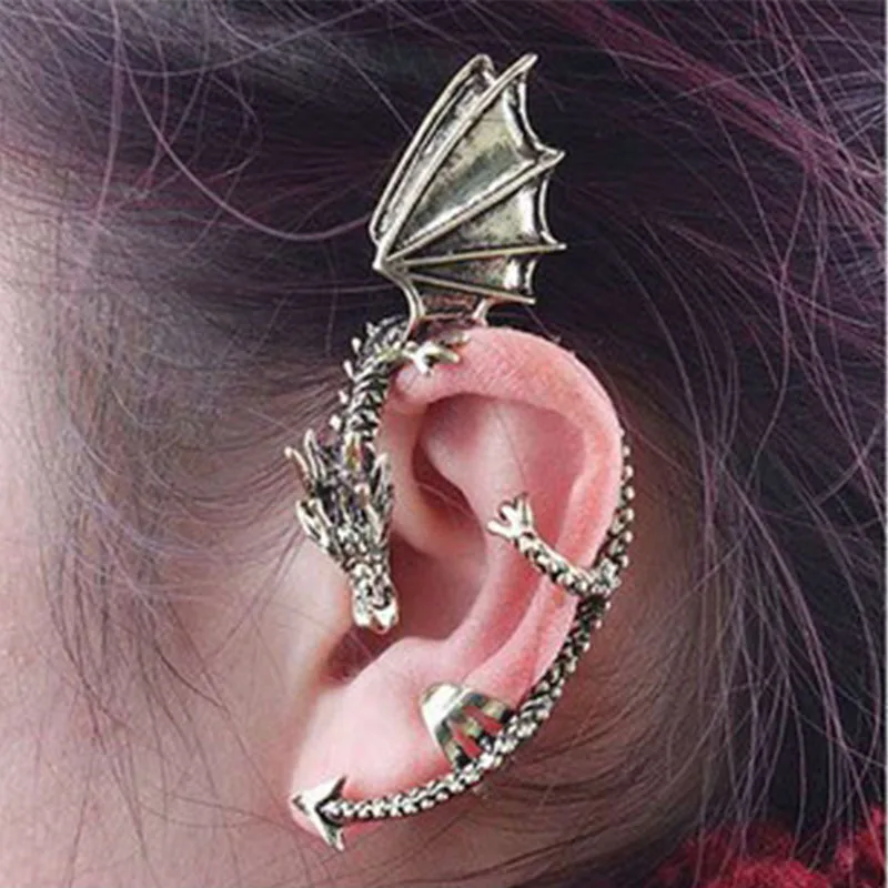 

New Classic vintage C Ear Cuff Clip RING gold silver punk STYLE Oriental dragon