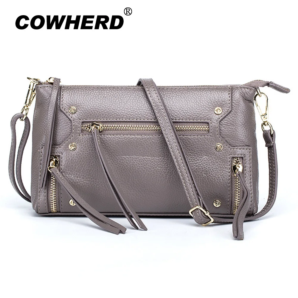 

COWHERD Women Cow Leather Crossbody Bag Black/Light Blue/Elephant Gray/Lotus Pink/Taro Purple Ladies Shoulder Evening Bags