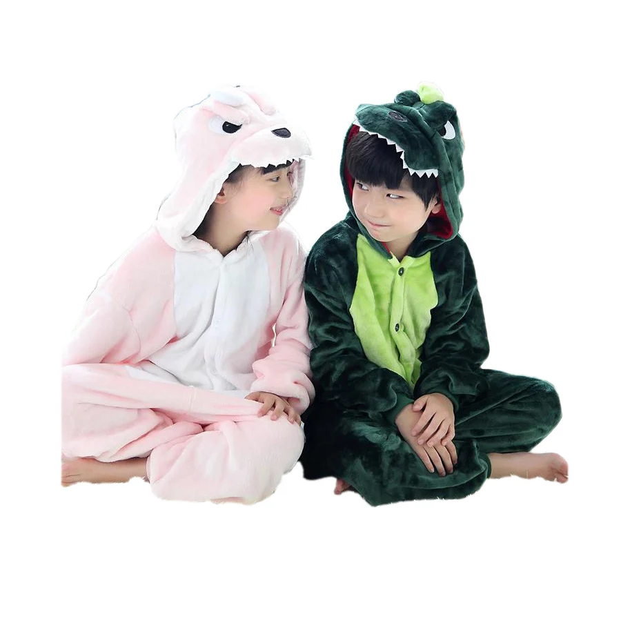 

cute kids one piece pajamas cartoon dinosaur thick sleepwear for 3-10yrs chilren boys girls onesie pajamas night clothes