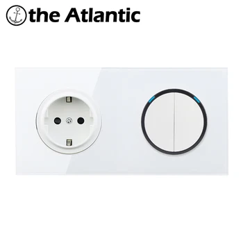 

Led Light Crystal Glass EU Russia 16A Socket 1/2/3/4 Gang Crystal Glass Switch + Wall Socket 110-250V Wall Power Socket Outlet