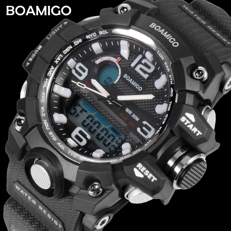 Relógio de Pulso à Prova Boamigo Marca Crianças Esportes Relógios Menina Menino Adolescente Choque Relógio Criança Quarz Moda Digital Nadar Dwaterproof Água