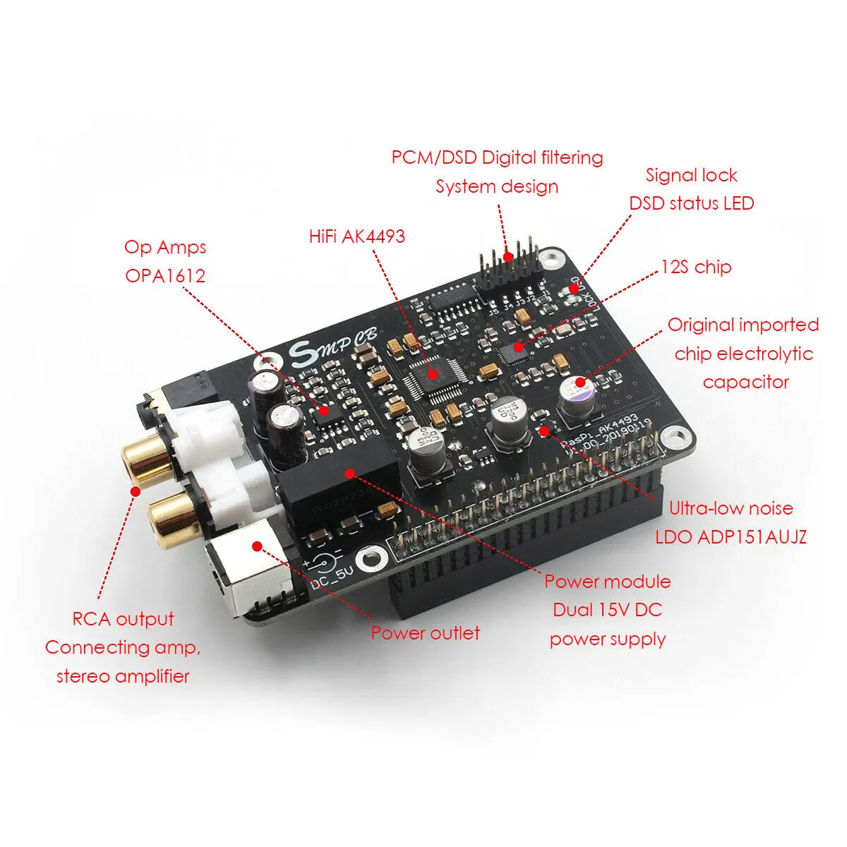 Nobsound Hi-Fi AK4493 ЦАП Декодер плата для Raspberry Pi цифровой плеер 32 бит/PCM384KHz/DSD128