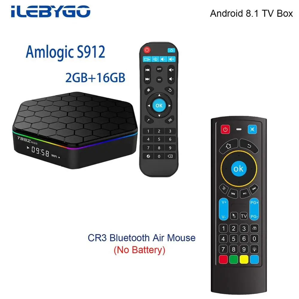 ТВ приставка Ilebygo T95Z Plus Android 3 Гб/32 ГБ Amlogic S912 Восьмиядерный Android 7,1 ТВ приставка 2,4G/5 ГГц WiFi BT4.0 4K ТВ приставка - Цвет: 2G 16G with remote