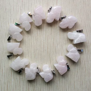 

2019 fahion natural stone pink elephant shape Charms pendant for Necklaces jewelry making Wholesale 12pcs/lot free shipping
