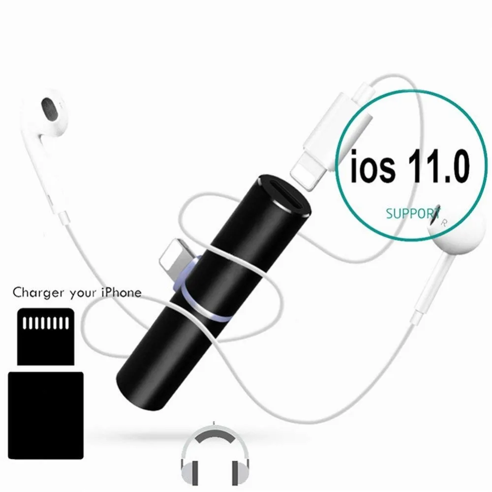 2 in 1 Dual for lightning Splitter for Charging and Listening Dual for Lightning Headphone Adapter for Apple iPhone X 8 7 6