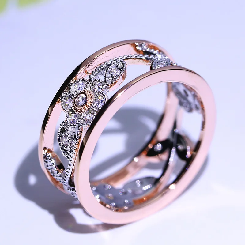 Женское кольцо цвета розового золота с цветочным рисунком|fashion rings for women|rings womenring |
