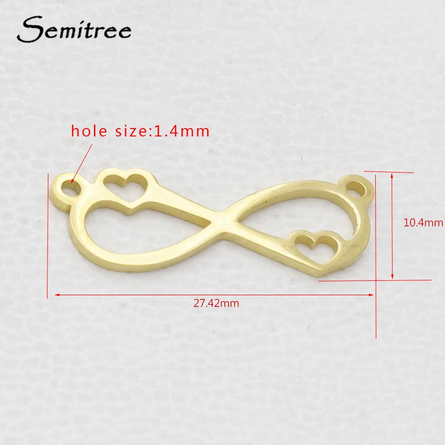 Semitree 5 шт./партия браслет со знаком бесконечности из нержавеющей стали с разъемами ожерелье шармы Подвески "сделай сам" ювелирные изделия ручной работы