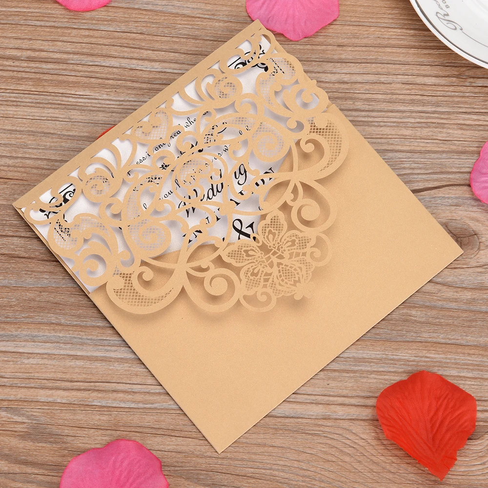  100 PCS Laser Cut Wedding Invitations Card Kit with Blank Printable Paper for Wedding announcementB - 33042318243
