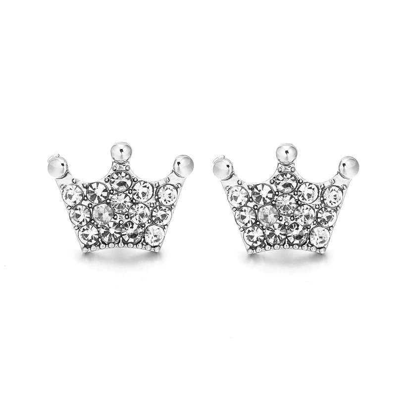 27 Styles Fashion CZ Zircon Fits Fine Stud Earrings For Ladies Women Crown Love Flower Earrings Jewelry Birthday Wedding Gift - Metal Color: TP019