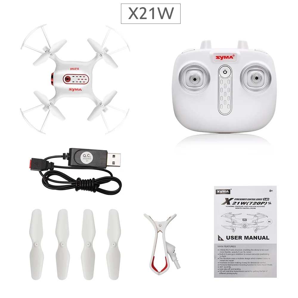 SYMA X21W RC Дрон Wi-Fi камера FPV мини Дрон Квадрокоптер 2,4 ГГц 4CH RC вертолет карманные Дроны для детей подарочная игрушка - Цвет: White