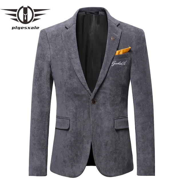 Plyesxale Corduroy Blazer Men 2019 New Arrival Spring Autumn Casual Blazers For Light Brown Grey Green Blazer Hombre Q561 - Blazers - AliExpress