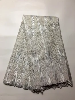 

Fashion African French Net Lace Fabric With bead Stones Nigerian Embroidery Tulle Lace Fabric For Party free shipping J25FD9-1