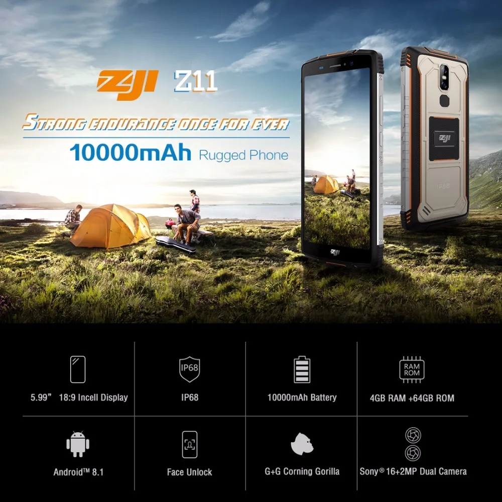 HOMTOM ZOJI Z11 мобильный телефон 4 Гб 64 ГБ Android 8 1 Восьмиядерный MTK6750T IP68