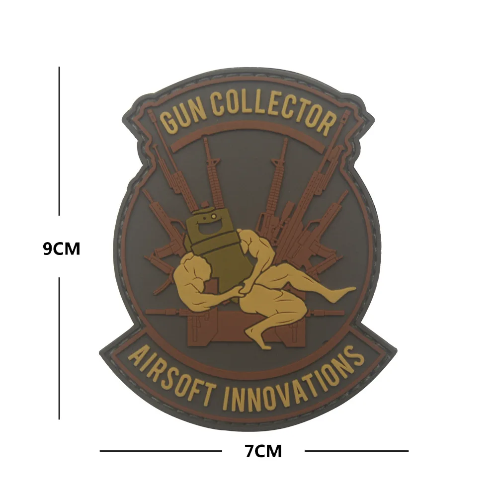 Airsoft инновации военные ПВХ патч Резиновые Значки коллектор пистолет патч тактические наклейки для одежды обратно с крюком 7*9 см